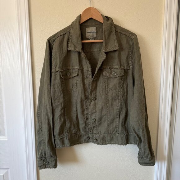 Tommy Bahama Two Palms Linen Raw Edge Jacket in Dark Fern Size XL - Picture 1 of 5